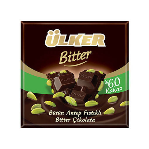 Ulker Golden Bitter Chocolate Bar W/Pistachio 80G