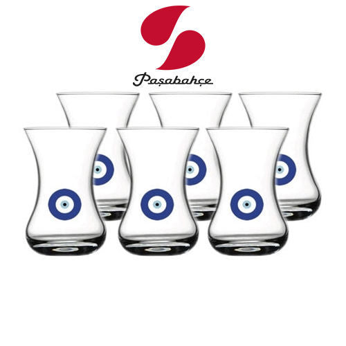 Pasabahce Tea Glass (Ince Belli) W/Evil Eye 6 Pcs