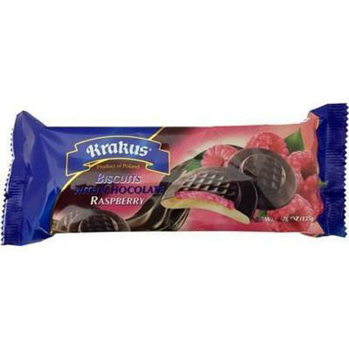 Krakus Biscuits W/Chocolate (Raspberry) 135G