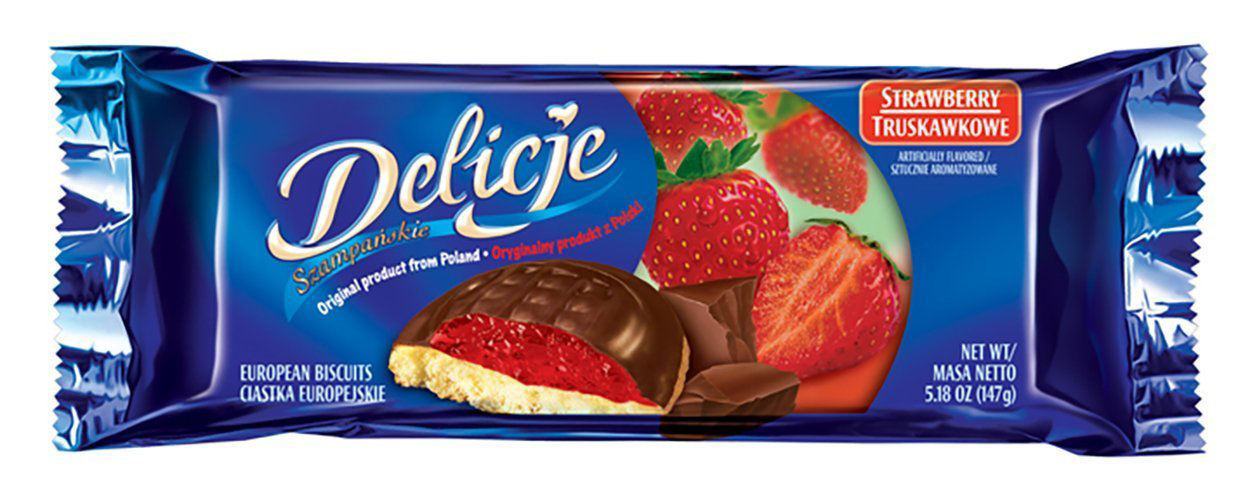 Delicje Chocolate Biscuits W/Strawberry Filling 135G