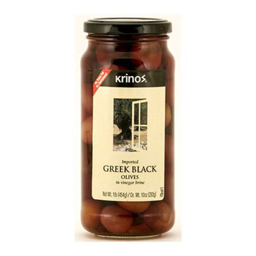Krinos Greek Black Olives In Jar 454G