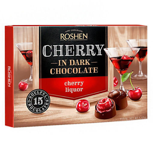 Roshen Cherry In Dark Chocolate Cherries Liqueur Gift Box 155G