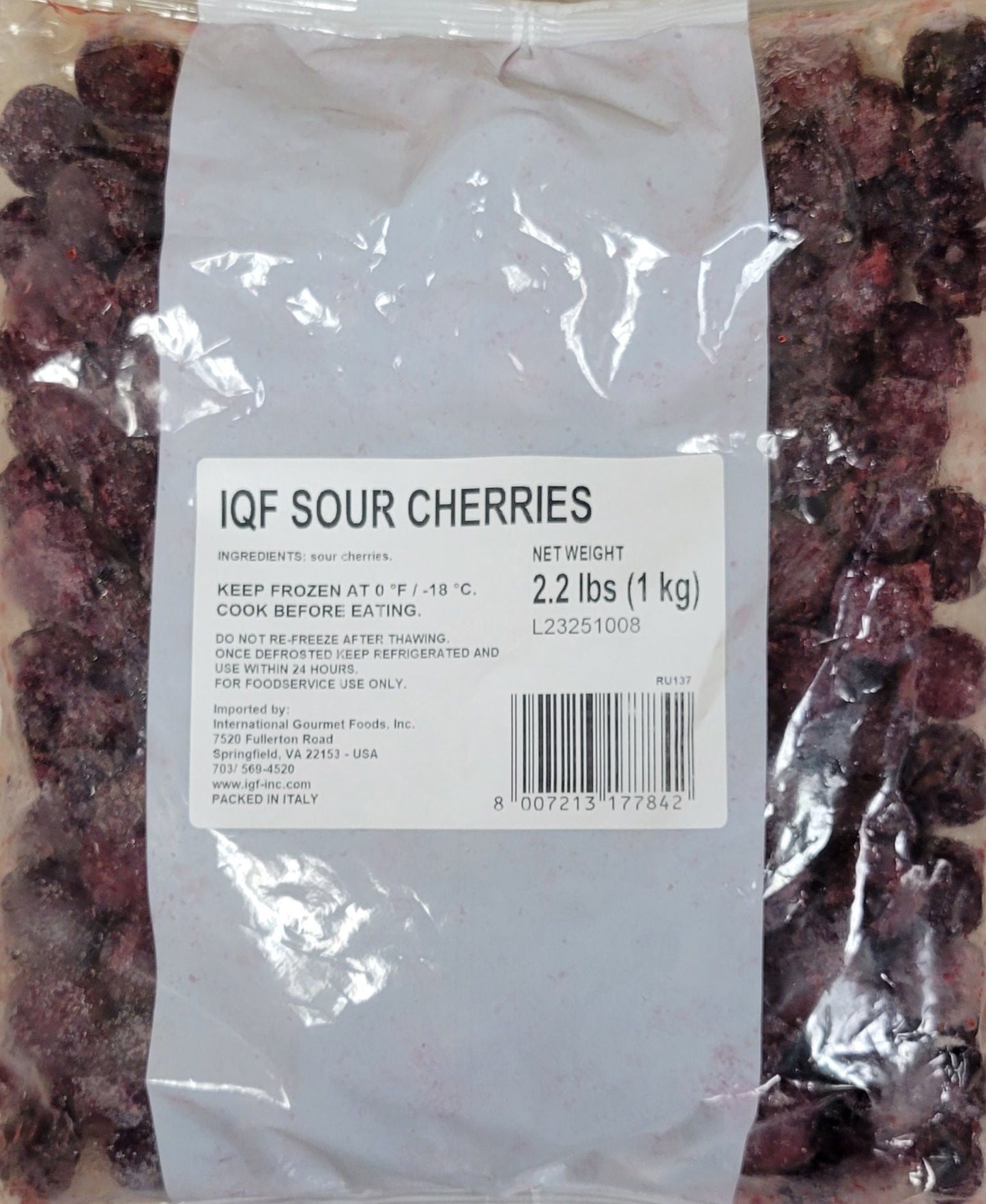 Iqf Frozen Sour Cherry Pitted 1Kg