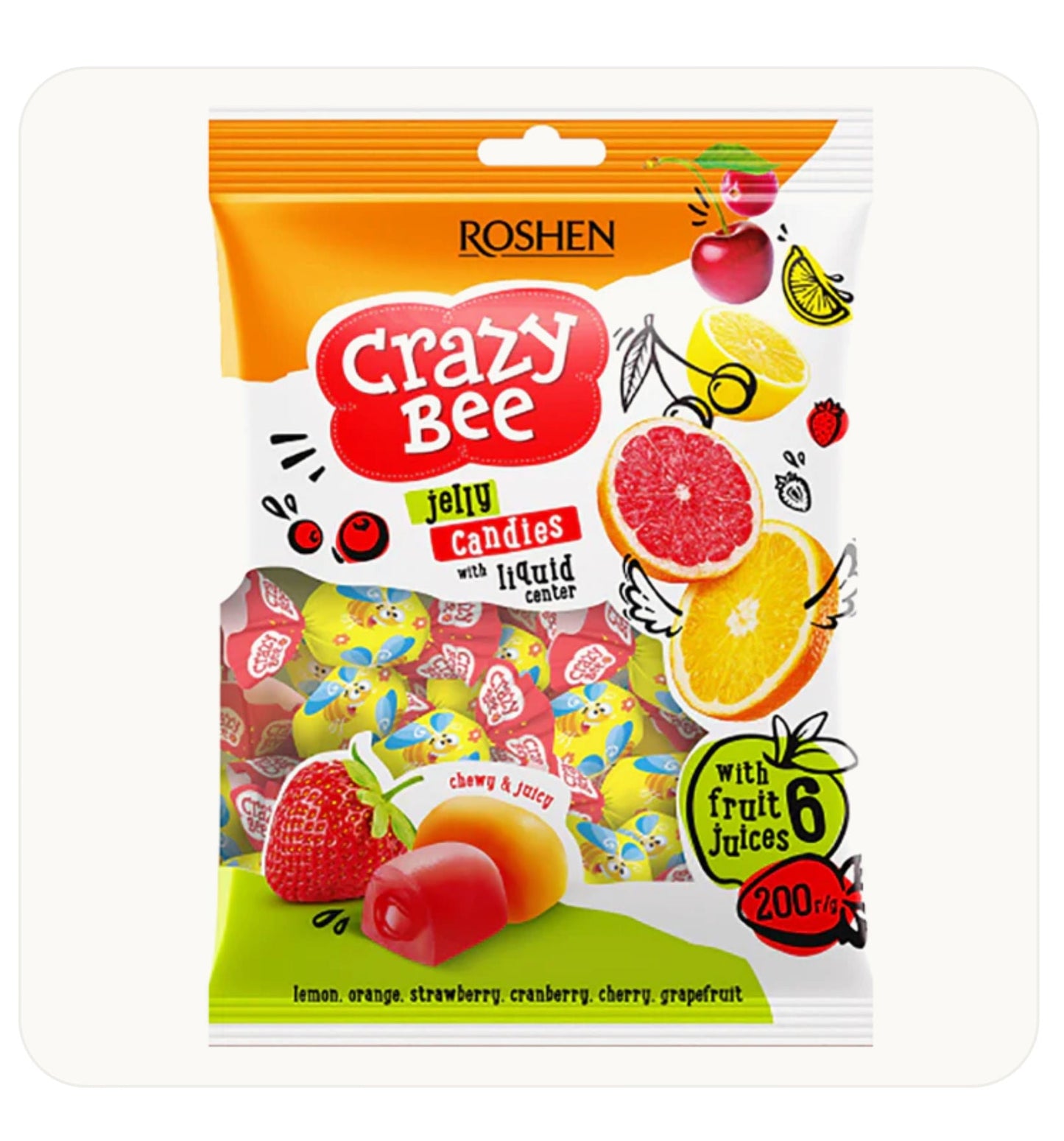 Roshen Fruity Jelly Candy "Crazy Bee" 200G