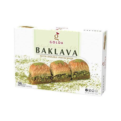 Golda Baklava W/Double Pistachios 1.4Kg (3.1 Lbs. - 36Pc)