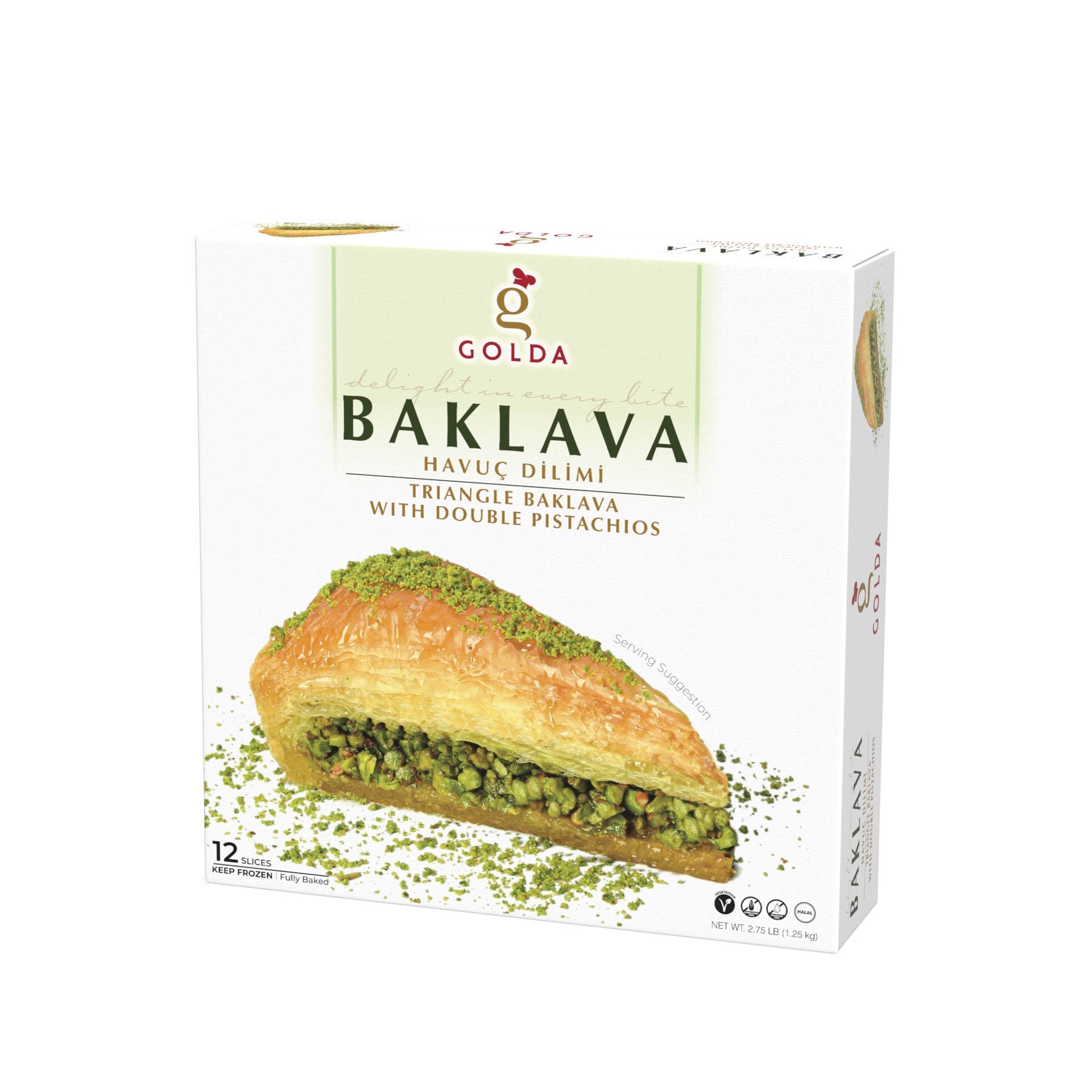 Golda Baklava Carrot Slice W/Double Pistachios 1.25Kg  (Havuc Dilimi Bol Fistikli)
