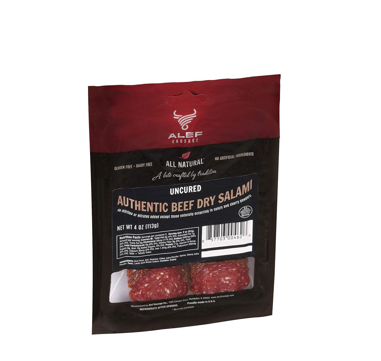 Alef Uncured Authentic Beef Dry Salami Sliced 198G
