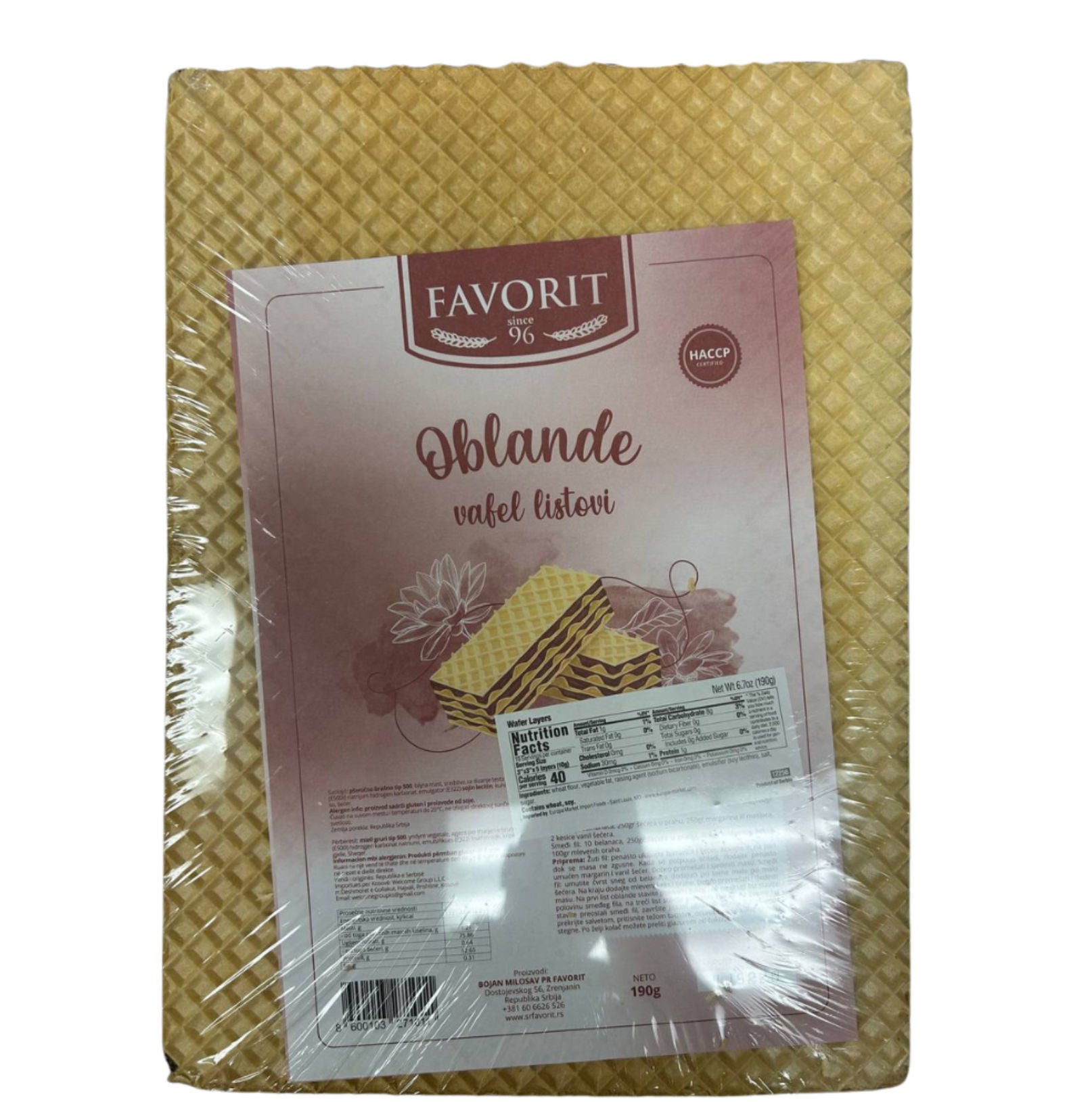Favorit Oblande Tort Wafers 190G