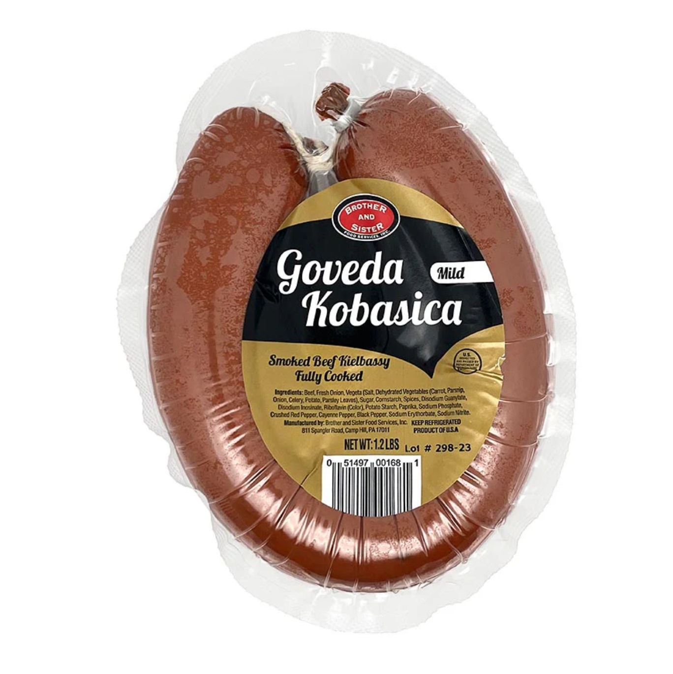 Brother&Sister Beef Fully Cooked Smoked Kielbasa ( Govedja Kobasica) 1.2 Lb