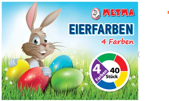 Metma Pack Of 4, Green, Red, Yellow, Blue, Warm, Coloring Tablets, Eggs Dye, Easter, Multicoloured
